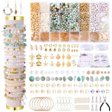 Imagem de Wurosi Kit de suprimentos para fabricação de joias – Kit de fabricação de pulseiras de berloque 1927 peças para adultos, contas de pedra natural para pedra natural irregular, pulseira/colar/brinco