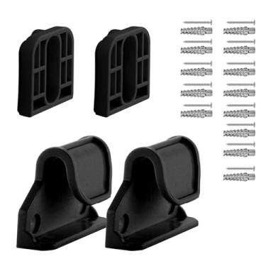 Imagem de TTETTZ Acessórios para cerca de portão retrátil para bebês (2 travas + 2 suportes + 1 conjunto de parafusos), Preto