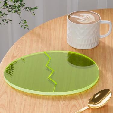 Imagem de Placas decorativas para porta-copos de acrílico, acessórios de mesa de escritório, decoração de xícara de café em forma de ovo de dinossauro transparente, perfeita para proteção e exibição de mesa.