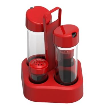 Imagem de Conjunto Galheteiro 4x1 Porta Azeite Vinagre Saleiro Paliteiro (Vermelho)