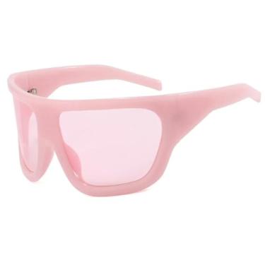 Imagem de Óculos de sol grandes para mulheres, óculos de sol vintage de luxo, armação grande, clássico, UV400, óculos femininos (rosa)