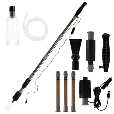 Imagem de HSHGZSR Limpador de cascalho de aquário ferramentas elétricas de limpeza de peixes com sucção forte limpador de cascalho de peixe limpador de peixe 6 em 1 aspirador de cascalho para lavagem e troca de