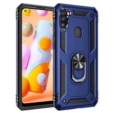 Imagem de SORAKA Capa para Samsung Galaxy A11 com suporte para anel Capa Slim Fit de TPU macio Capa Samsung Galaxy M11 com placa de metal para suporte magnético de telefone para carro