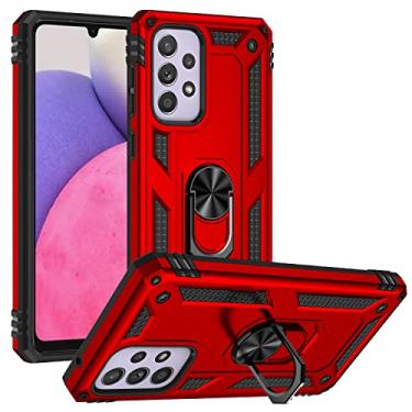 Imagem de SORAKA Capa para Samsung Galaxy A33 5G com suporte de anel capa armadura para Samsung Galaxy A33 5G capa traseira de policarbonato rígido com placa de metal para suporte magnético de telefone carro