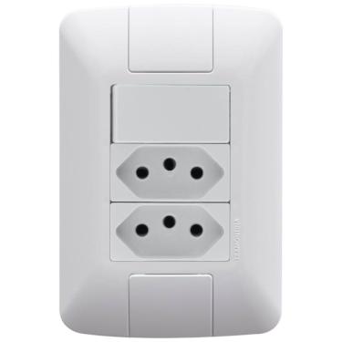 Imagem de Conjunto 4x2 com 1 Interruptor Simples 6 Amperes 250 Volts e 2 Tomadas 2P+T 20 Amperes 250 Volts Aria Branco - 57241086 - TRAMONTINA