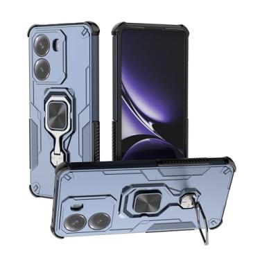 Imagem de SORAKA Capa para Xiaomi Poco X7 Pro com suporte de metal rotativo de 360 graus, peça magnética de ferro para suporte magnético de telefone para carro, azul