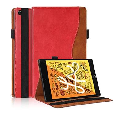 Imagem de TIPOYOROO Capa para iPad Mini 5, iPad Mini 1/2/3/4/5ª geração, capa de couro PU premium com suporte flip com compartimento para cartão para iPad Mini 5ª/4ª 7,9 polegadas - vermelha