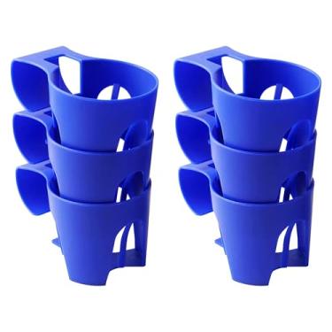 Imagem de (Pacote com 6) Porta-copos à beira da piscina para piscinas acima do solo (azul) - Compatível com piscinas acima do solo com barras superiores redondas de 5 cm ou mais finas - Forte e durável, fácil