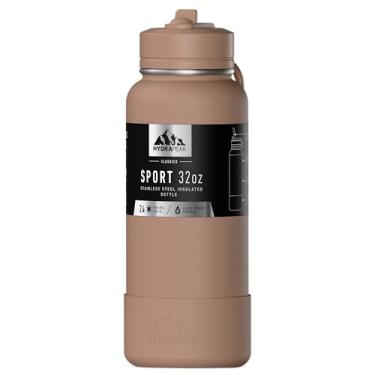 Imagem de Hydrapeak Garrafa de água esportiva isolada de 947 ml com canudo ou tampa de bucha, à prova de vazamento e derramamento, mantém as bebidas frias por 24 horas, quentes por 12 horas, garrafas de água de