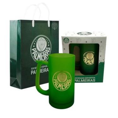 Imagem de Caneca Chopp 500Ml e Sacola Presente Palmeiras Licenciado - Cebola e T