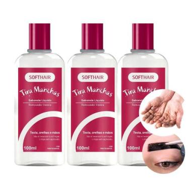 Imagem de Kit 3 Tira Manchas de Henna da Pele Removedor Sabonete Líquido Suavene
