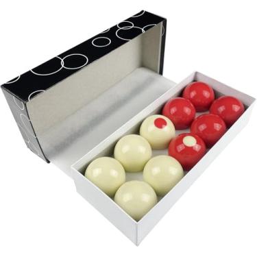 Imagem de Conjunto de bolas de bilhar para para-choques – 10 bolas de bilhar vermelhas e brancas – Bolas de substituição de tamanho padrão para mesas de sinuca