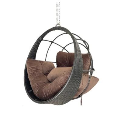 Imagem de Cadeira de Balanço Suspenso Poltrona Ninho de Aluminio (Preto - Marrom)