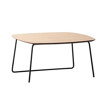 Imagem de Mesa de centro de design simples, mesa de café, pequena mesa de coquetel de ferro, usada no quarto, sala de estar, sofá, mesa de chá, rack de armazenamento multifuncional, 80 × 80 × 40 cm, mesa
