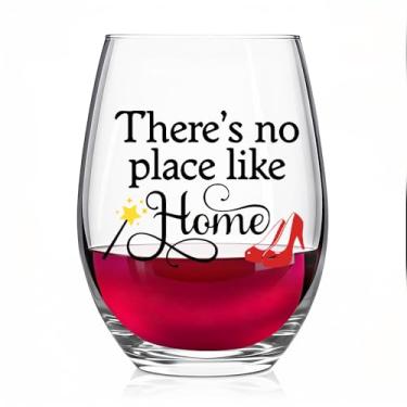 Imagem de Pishovi There's No Place Like Home Taça de vinho, presentes emocionantes para mãe, pai, avó, avô, família, presentes de inauguração de casa para nova proprietária anfitriã amigo casal recém-casado