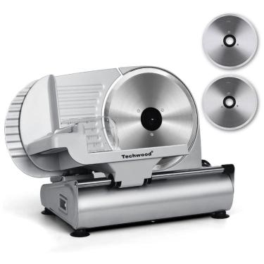 Imagem de Fatiador de Frios com 2 Lâminas em Aço Inoxidável, TECHWOOD, Prateado