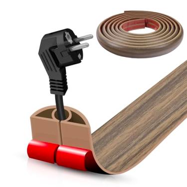 Imagem de Escondedor autoadesivo para cabo de piso, gerenciamento de cabos de 3 m, protetor de faixa de extensão para fios, evita viagens de cabos para escritórios, academias, exposições, cavidade: 0,8 cm (L) x