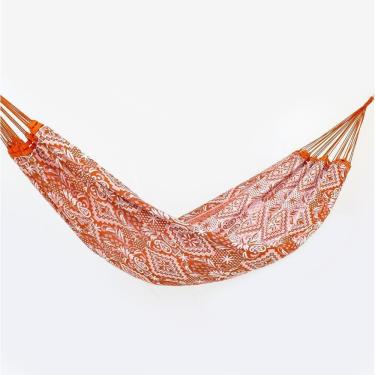Imagem de Rede De Dormir Casal Indiana Laranja Com Branco