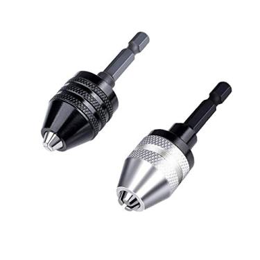 Imagem de Ferramenta de conversão de mandril de furadeira sem chave 1/4" Hex Hank sem chave com capacidade de collet de 0,3-6,5 mm para adaptador de chave de fenda elétrica, 0.3-6.5mm 2 Pcs Set