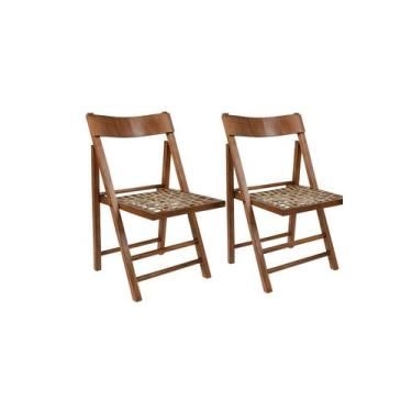 Imagem de Kit com 2 Cadeiras Dobráveis em Madeira com assento em Corda Náutica 1