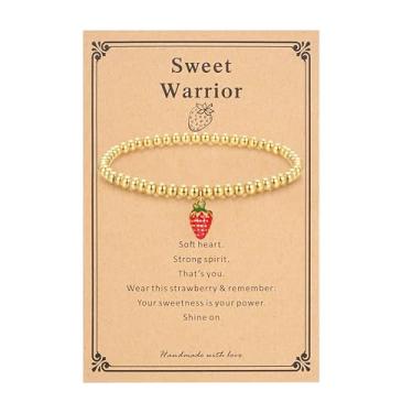 Imagem de morniface Pulseira feminina com contas banhadas a ouro 14 K, pulseira elástica com pingentes de ouro, delicada pulseira elástica feita à mão, joias de ouro modernas, presente, Medium, Aço inoxidável