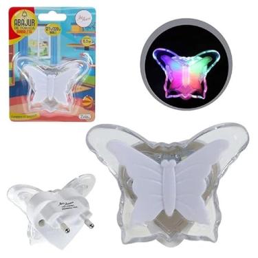 Imagem de Luminária Abajur Infantil de Tomada Borboleta Bivolt 7,5cm Iluminação Suave e Segura