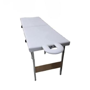 Imagem de Maca dobrável portátil com APOIO de Cabeça PRETA BRANCA Estética/Massagem/Cílios/Tatuagem- 240kg(BRANCA)