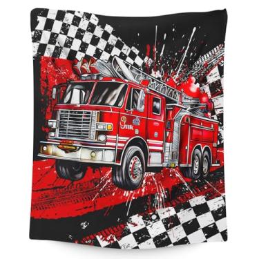 Imagem de FLEXIMX Cobertor para meninos, cobertor de caminhão de bombeiros, presente para crianças, meninos de 6 a 8 anos, 101,6 x 127 cm, cobertores de flanela fofos, presente para filhos, amantes de carros