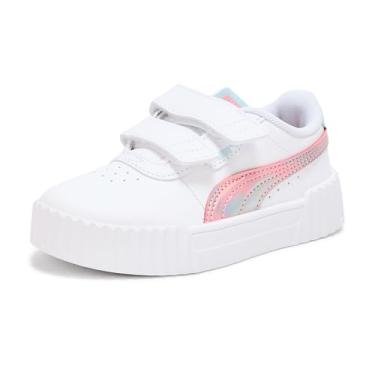 Imagem de PUMA Tênis infantil unissex Carina Hook and Loop, Branco-pinkscape Ah25, 9 Toddler
