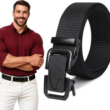 Imagem de Cinto Tático De Lona Preto Ajustável Com Fivela Metálica Masculino Fem