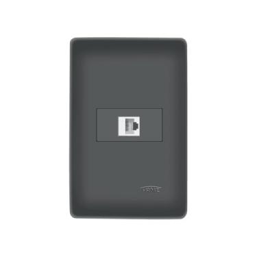 Imagem de Tomada para Rede de Informática Fame Habitat Black RJ45 Cat6 8 Vias com Placa 4x2