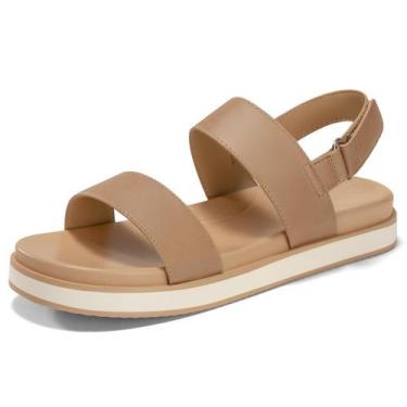 Imagem de Sandálias planas Coutgo cor amêndoa com suporte de arco tamanho 6