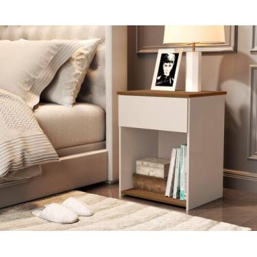 Imagem de Mesa de Cabeceira Com Uma Gaveta Retro Jasmim - Casa decorada, Off Whi