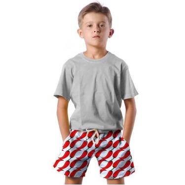 Imagem de Shorts Infantil Bermuda Calção Praia Verão Pimenta Vermelha Forte 162 