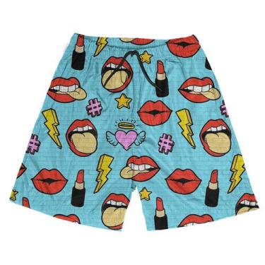 Imagem de Shorts Praia Verão Bermuda Short Pop Art Batom Boca Red 43 - SMOKE, GG