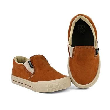 Imagem de Tênis Iate Casual infantil Menino Sem Cadarço Slip On Caramelo Mzkid, 