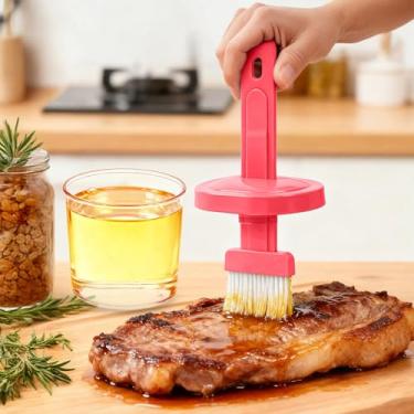 Imagem de Escova de óleo de silicone recarregável com garrafa para cozinhar, churrasco, assar e grelhar – Aplicador de óleo de cozinha de grau alimentício para pastelaria e molho