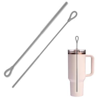 Imagem de Escova de limpeza de canudo de silicone, limpador de palha reutilizável de 25 cm com núcleo de aço dobrável, escova de garrafa macia extralonga para limpar canudos de vidro, canudos de smoothie, 9 mm