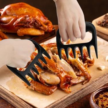Imagem de 2 peças de garfo triturador de carne, divisor de carne de churrasco, ferramenta de afrouxamento de carne de frango desfiado à mão, acessórios para grelhar presentes para homens