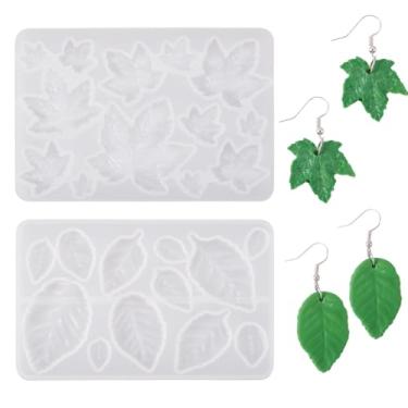 Imagem de 1 conjunto de moldes de pingente de enfeites de silicone faça você mesmo, molde de fundição de resina epóxi para artesanato faça você mesmo, brincos, chaveiros, folhas, 93 ~ 97 x 60 ~ 63 x 3,5 ~ 4,5