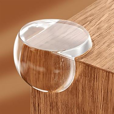 Imagem de Protetores de canto transparentes para móveis, pacote com 4 amortecedores de segurança de borda para bordas/cantos afiados de mesa, capas de almofada redondas transparentes para proteger móveis