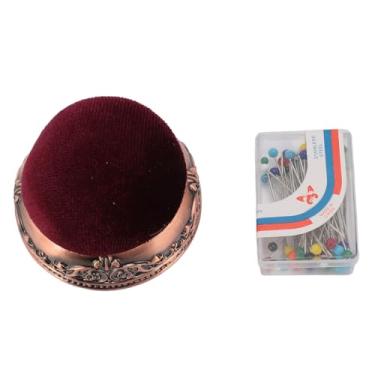 Imagem de Almofada de pino vintage, base de metal elástico macio em forma de meia bola almofada de agulha retrô almofada de alfinete de agulha de costura estojo de inserção de agulha de costura travesseiro para