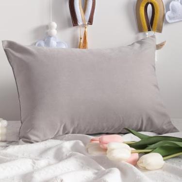 Imagem de Travesseiro de viagem, travesseiro alternativo de 33 x 45 cm, lavável na máquina - 1 pacote com almofada pequena macia e respirável, cinza claro
