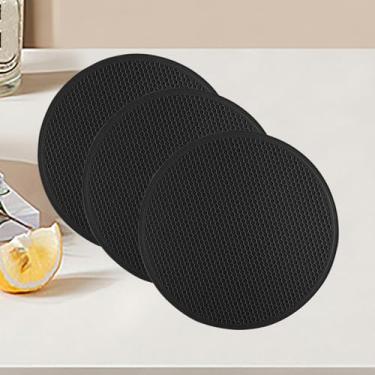 Imagem de Conjunto de tapetes de silicone para pratos quentes, 3 suportes de panela resistentes ao calor, balcão de cozinha, mesa, itens essenciais para casa, almofadas quentes antimanchas para panelas e