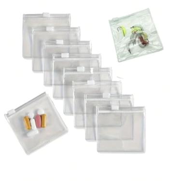 Imagem de 10 bolsas transparentes reutilizáveis com zíper, pequenas bolsas organizadoras para pílulas, vitaminas, ferramentas pequenas, joias