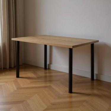 Imagem de Mesa Retangular 1,10m Pequena 4 Lugares Para Cozinha - Preto E Carvalho