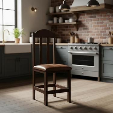 Imagem de Kit Com 2 Cadeiras De Jantar Madeira Maciça Safira - Castanho Com Estofado Marrom