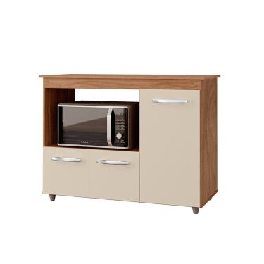 Imagem de Balcão Multiuso Para Cozinha Micro-ondas 3 Portas Lina Savana / Off White
