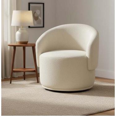 Imagem de Poltrona Decorativa Giratória Sala de Estar Recepção Jasmine Bouclé - 