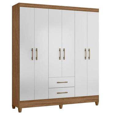 Imagem de Guarda Roupa Casal Panamá 6 Portas Naturale Branco - Moval